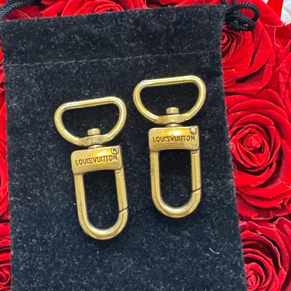 💥SALE Louis Vuitton Upcycled Strap Holders | Set of 2 | Gold Tone Hardware - Picture 2 of 4